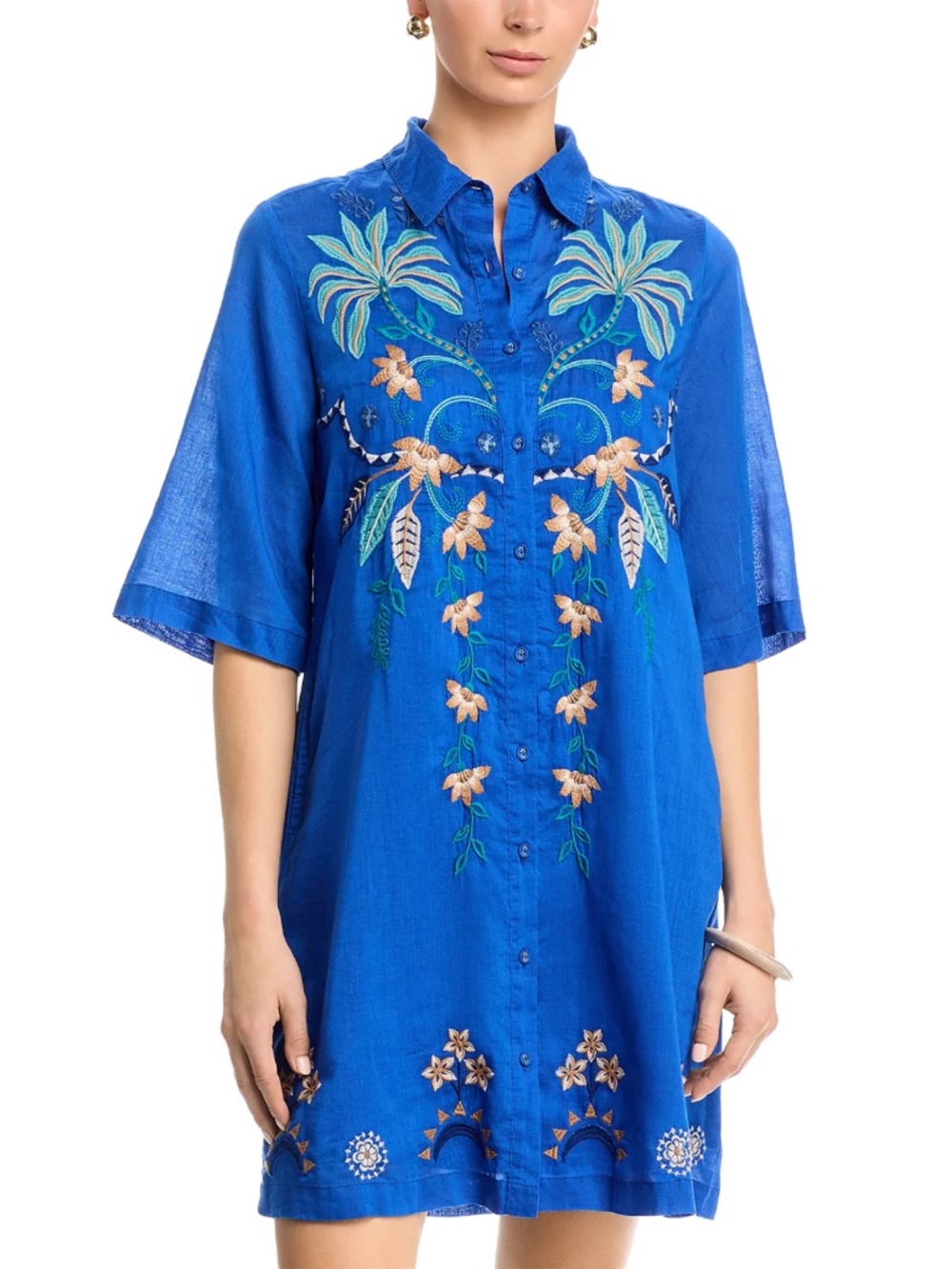 NWT Johnny Was Kimono Sleeve Shirt Dress Admiral Blue XL